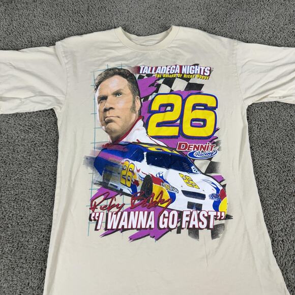 Talladega Nights Shirt Mens Large Beige Ricky Bobby I Wanna Go Fast - Picture 3 of 9